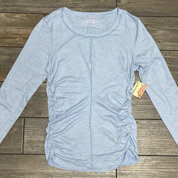 NWT Free People x HATCH Maternity Top Medium Right On Run Layer Blue Bell Shirt - Picture 8 of 13